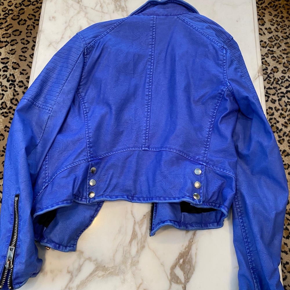 Blank NYC Electric Blue Leather Moto Jacket in medium - Picture 4 of 12